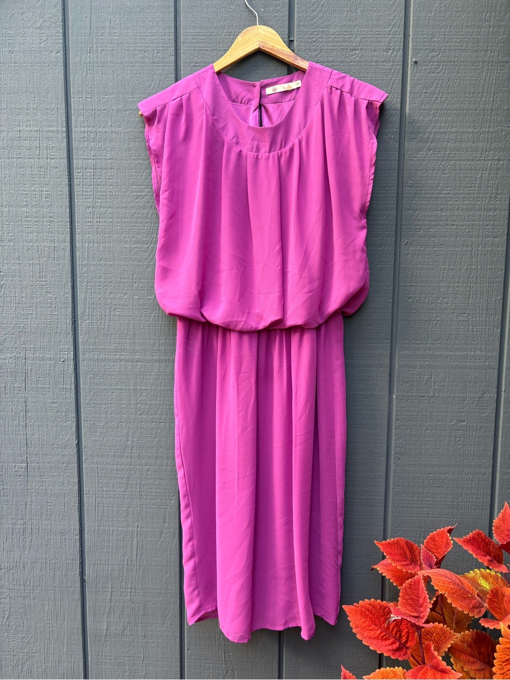 Tulle Bright Magenta Flutter Sleeve Dress Sz XS